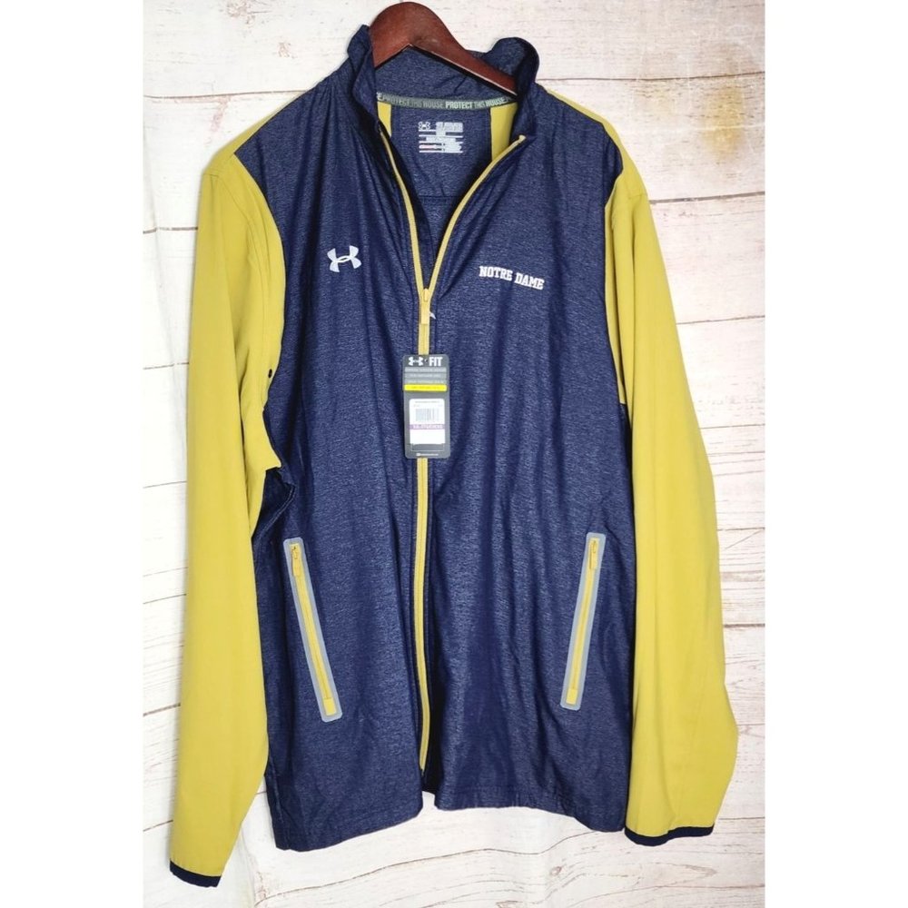 Under Armour All Season Gear Notre Dame Embroidered Full Zip Jacket Men's 2XL